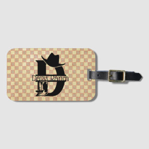 Etiqueta Para Maletas Monograma de cowboy 'D' dividido