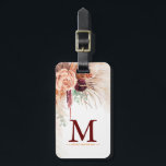 Etiqueta Para Maletas Monograma de flores de terracota de hierba de Pamp<br><div class="desc">Elegante pampas florales césped monogramo etiquetas de equipaje</div>