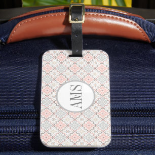 Etiqueta Para Maletas Monograma de flores marroquíes personalizado