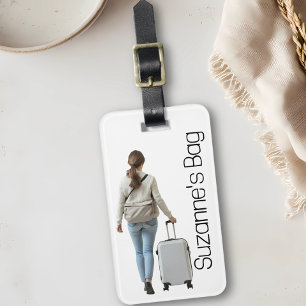 Etiqueta Para Maletas Monograma de foto personalizada para vacaciones vi