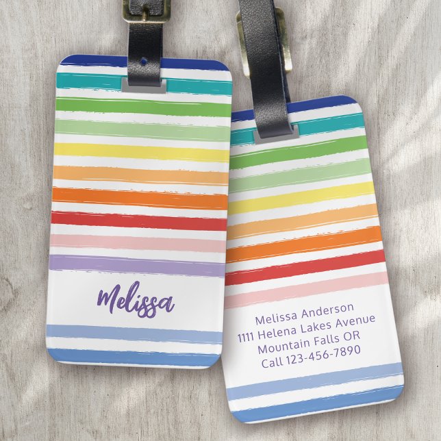 Etiqueta Para Maletas Monograma de franja arco iris (Subido por el creador)