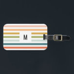Etiqueta Para Maletas Monograma de franjas coloridas<br><div class="desc">Personalizar su monograma con una o dos iniciales.</div>