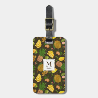Etiqueta Para Maletas Monograma de frutas tropicales pintadas a mano