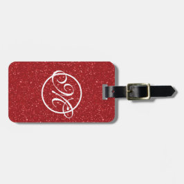 Etiqueta Para Maletas Monograma de Glitz Presto Rojo