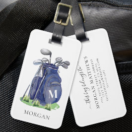 Etiqueta Para Maletas Monograma de Golf Azul Marino