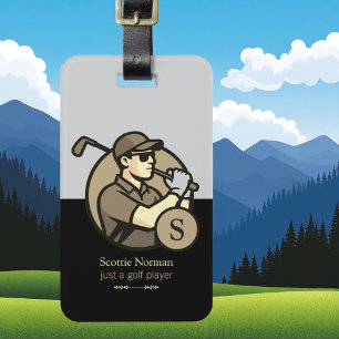 Etiqueta Para Maletas Monograma de golf personalizado negro