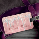 Etiqueta Para Maletas Monograma de goteo de plata de rosa de moda<br><div class="desc">Moda rosa de la etiqueta del equipaje de monograma holográfico de color negro. Hermoso, moderno y fresco para el experto en tendencias y amante del arte de la moda de moda. Este elegante y sofisticado diseño sería ideal para los chicas que disfrutan de elegantes y brillantes diseños. Muestra tu estilo...</div>