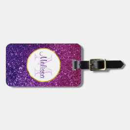 Etiqueta Para Maletas Monograma de guijarros Purpurinas de esparcido ros