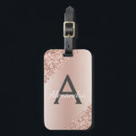 Etiqueta Para Maletas Monograma de guion Metalizado cepillado de oro ros<br><div class="desc">Oro Rosa - Rubor Rosado Cepillado Relieve metalizado Metalizado y Purpurina espumoso Nombre de monograma y etiqueta de equipaje inicial para una ducha de novia,  luna de miel Boda o fiesta de soltera. Esta etiqueta de bolso es perfecta para volver a la escuela,  trabajar o viajar.</div>