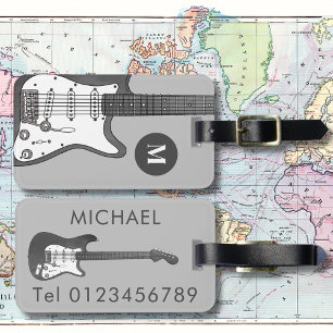 Etiqueta Para Maletas Monograma de guitarra eléctrica