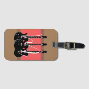 Etiqueta Para Maletas Monograma de guitarra eléctrica de arte pop inicia
