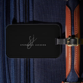 Etiqueta Para Maletas Monograma de iniciaciones con letras de mano Minim