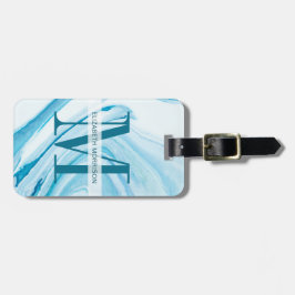 Etiqueta Para Maletas Monograma de mármol azul