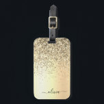 Etiqueta Para Maletas Monograma de metal con brillo dorado nombre glam<br><div class="desc">Etiqueta de equipaje o bolso con monograma y nombre de metal con brillo dorado falso. Esto hace el regalo perfecto para cumpleaños dulces 16,  boda,  despedida de soltera,  aniversario,  baby shower o fiesta de soltera para alguien que ama el lujo glamuroso y los estilos chic.</div>