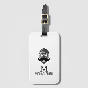 Etiqueta Para Maletas Monograma de Mustache divertido #2