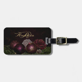 Etiqueta Para Maletas Monograma de Navidad Adorno Rosa Verde Negro