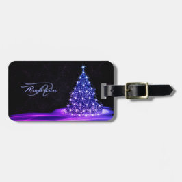 Etiqueta Para Maletas Monograma de Navidad Rosa Azul Invierno Negro Rúst