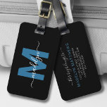 Etiqueta Para Maletas Monograma de nombre blanco azul moderno<br><div class="desc">Crea Tu Propio Personalizado Elegante Y Moderna Etiqueta De Equipaje Monograma De Nombre Blanco Azul. Esta moda y elegante etiqueta para el equipaje es el accesorio perfecto para el viajero mundial o cualquier persona con un funda serio de la lujuria. La parte delantera incluye un monograma único con una inicial...</div>