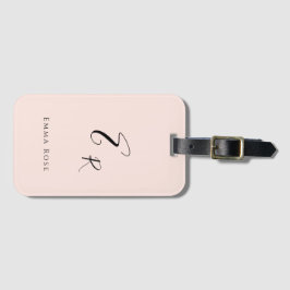 Etiqueta Para Maletas Monograma De Nombre Minimalista Elegante Rosa Rubo