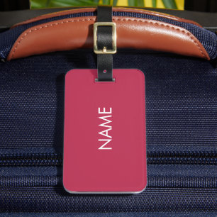 Etiqueta Para Maletas monograma de nombres personalizados color rosa mag