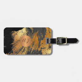 Etiqueta Para Maletas Monograma de oro de cobre de pintura abstracta mod
