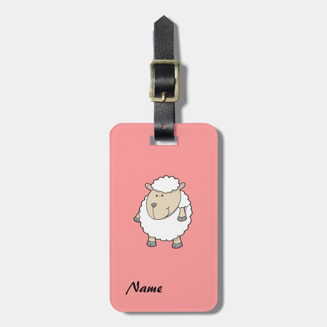 Etiqueta Para Maletas Monograma de ovejas adorables y graciosos (Frente Vertical)