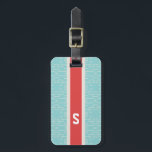 Etiqueta Para Maletas monograma de patrón geométrico abstracto turquesa<br><div class="desc">Moda audaz diseño moderno elegante y elegante, decoración de diseño geométrico y abstracto de color turquesa, el bonito diseño geométrico abstracto contemporáneo de rayas azul turquesa y rojas le confieren a este diseño atrevido y limpio un aspecto contemporáneo y clásico. regalos únicos de Guay para ella. Personalizado el monograma personalizado...</div>