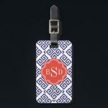 Etiqueta Para Maletas monograma de patrones geométricos de clave griega<br><div class="desc">Moda audaz diseño moderno elegante y elegante de diseño de diseño abstracto geométrico de clave griega rojo, blanco y azul, el bonito diseño geométrico abstracto de clave griega moderna en rojo, blanco y azul le confieren a este diseño atrevido y limpio un aspecto contemporáneo y clásico. regalos únicos de Guay...</div>