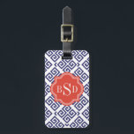 Etiqueta Para Maletas monograma de patrones geométricos de clave griega<br><div class="desc">Moda audaz diseño moderno elegante y elegante de diseño de diseño abstracto geométrico de clave griega rojo, blanco y azul, el bonito diseño geométrico abstracto de clave griega moderna en rojo, blanco y azul le confieren a este diseño atrevido y limpio un aspecto contemporáneo y clásico. regalos únicos de Guay...</div>