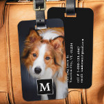 Etiqueta Para Maletas Monograma de perro Mascota familiar personalizado<br><div class="desc">Embarque en sus viajes con un toque de personalidad y un toque de fantasía con nuestra etiqueta moderna para el equipaje fotográfico diseñada especialmente para los amantes del perro. Ya sea que se vaya de viaje de negocios o de vacaciones, esta etiqueta de equipaje garantiza que sus pertenencias sean identificables...</div>