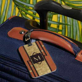 Etiqueta Para Maletas Monograma de Personalizado de Art Deco Negro y Oro