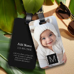 Etiqueta Para Maletas Monograma de Personalizado de Collage de fotos bla<br><div class="desc">Puedes usar fotos de Instagram para este diseño. Utiliza tres fotos cuadradas para crear un regalo único y personal. O puedes mantener al cachorro hipster y hacer un keepsake de moda.</div>