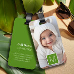 Etiqueta Para Maletas Monograma de Personalizado de Collage de fotos bla<br><div class="desc">Puedes usar fotos de Instagram para este diseño. Utiliza tres fotos cuadradas para crear un regalo único y personal. O puedes mantener al cachorro hipster y hacer un keepsake de moda.</div>