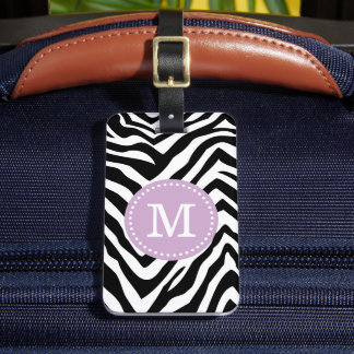 Etiqueta Para Maletas Monograma de Personalizado de impresión púrpura y 