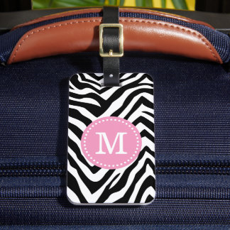 Etiqueta Para Maletas Monograma de Personalizado de impresión rosa y ceb