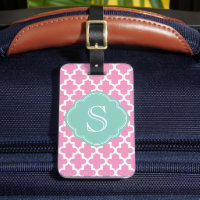Monograma de Personalizado marroquí rosa y acuátic