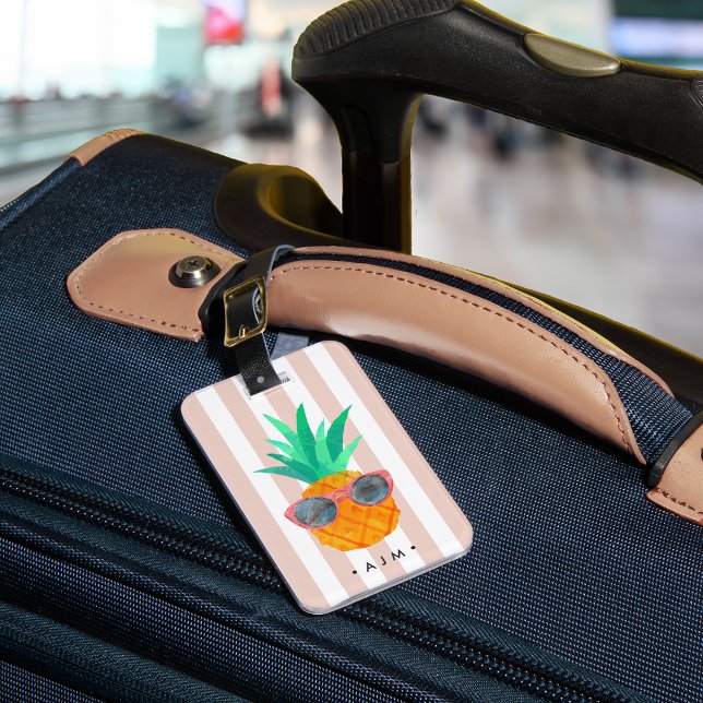 Etiqueta Para Maletas Monograma de piña fiesta (Subido por el creador)