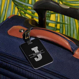Etiqueta Para Maletas Monograma de plata inicial J personalizado Su nomb
