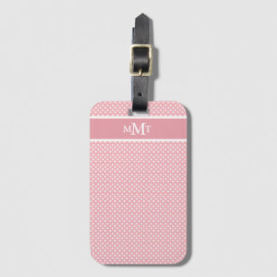 Etiqueta Para Maletas Monograma de Polkadot Rosa