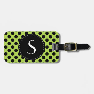 Etiqueta Para Maletas Monograma de Punto de Polka Verde Lime Personaliza