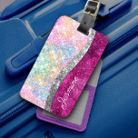Etiqueta Para Maletas Monograma de purpurina de imitación plateado rosad<br><div class="desc">moda de bonito y elegante purpurina giratorio en colores plateados del arcoiris rosa del unicornio para crear un diseño de joya único para el trendsetter de moda y de arte. Este elegante y sofisticado diseño sería ideal para los chicas que disfrutan de elegantes y brillantes diseños. Muestra tu estilo personal,...</div>