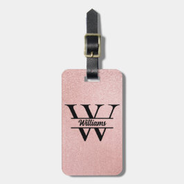 Etiqueta Para Maletas Monograma de Purpurina de oro Rosa | Girly Modern
