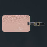 Etiqueta Para Maletas Monograma de Purpurina de Rosa Rubor Rosa Girly<br><div class="desc">Oro Rosa - Etiqueta de la bolsa de equipaje del Purpurina de espuma rosada Rubor Monograma Nombre del equipaje. Esto hace que el dulce perfecto cumpleaños 16,  boda,  ducha de novia,  ducha de bebé o fiesta de soltera sea regalo para alguien que decora su habitación con estilo.</div>