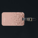 Etiqueta Para Maletas Monograma de Purpurina de Rosa Rubor Rosa Girly<br><div class="desc">Oro Rosa - Etiqueta de la bolsa de equipaje del Purpurina de espuma rosada Rubor Monograma Nombre del equipaje. Esto hace que el dulce perfecto cumpleaños 16,  boda,  ducha de novia,  ducha de bebé o fiesta de soltera sea un regalo para alguien que viaja con estilo.</div>