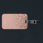 Etiqueta Para Maletas Monograma de Purpurina de Rosa Rubor Rosa Girly<br><div class="desc">Oro Rosa - Etiqueta de la bolsa de equipaje del Purpurina de espuma rosada Rubor Monograma Nombre del equipaje. Esto hace que el dulce perfecto cumpleaños 16,  boda,  ducha de novia,  ducha de bebé o fiesta de soltera sea un regalo para alguien que viaja con estilo.</div>