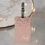Etiqueta Para Maletas Monograma de Purpurina rosa de Rubor Girly Rosa Go<br><div class="desc">Girly Rosa Gold - Etiqueta de la bolsa de equipaje del Purpurina de espuma rosada Rubor Monograma Nombre del equipaje. Esto hace que el dulce perfecto cumpleaños 16,  boda,  ducha de novia,  ducha de bebé o fiesta de soltera sea un regalo para alguien que viaja con estilo.</div>