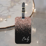 Etiqueta Para Maletas Monograma de Purpurina rosado Rubor Rosa dorado Gi<br><div class="desc">Oro negro y giratorio Rosa - Etiqueta de la bolsa de equipaje del Purpurina de espuma rosada de Rubor Monograma Nombre de equipaje. Esto hace que el dulce perfecto cumpleaños 16, boda, ducha de novia, ducha de bebé o fiesta de soltera sea un regalo para alguien que viaja con estilo....</div>