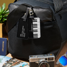 Etiqueta Para Maletas Monograma de teclado de piano negro y blanco