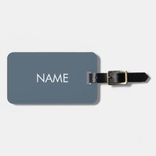 Etiqueta Para Maletas monograma de texto con nombre personalizado azul m