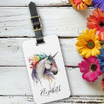 Etiqueta Para Maletas Monograma de unicornio de color arcoiris<br><div class="desc">Este diseño se creó a través del arte digital. Puede ser personalizado en el área de proporcionar o personalizar eligiendo la opción de pulsar para personalizar y cambiando el nombre, las iniciales o las palabras. También puede cambiar el color y estilo del texto o eliminar el texto para un diseño...</div>